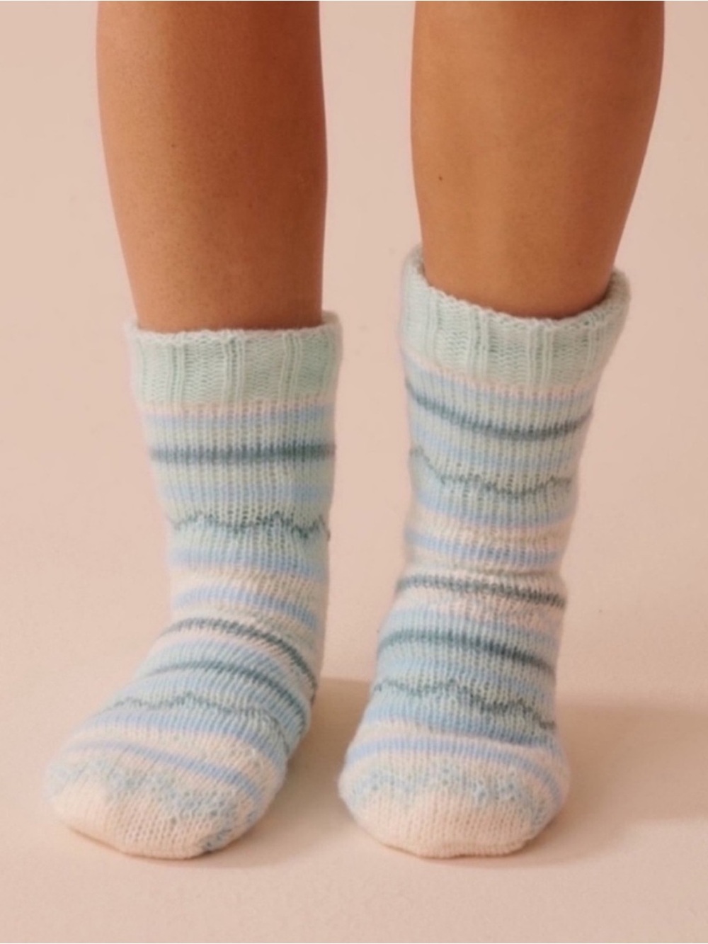 La Vie en Rose Striped Knit and Sherpa Socks